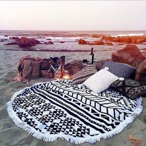 Carpets 800g Summer Large Microfiber Round Beach Towels With Tassel Mandala Tapestry Serviette De Plage Throw Blanket Mat Rugs Carpet