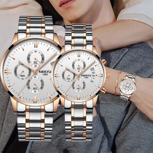 NIBOSI 2 pz/set Coppia es per Gli Amanti Top Luxury Brand Sport Impermeabile Elegante Orologio da Uomo da Donna Amante Relógios