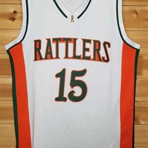 Sjzl98 #15 DeMarcus Cousins Rattlers Basketball Jersey (Home) Throwback Retro High School Jersey Custom any Number and name Jerseys