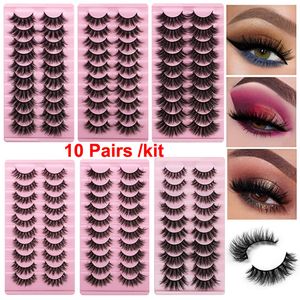 Fluffy False Eyelashes Curling Faux Mink Lashes 10 Pairs Dramatic Natural Look 18mm Makeup 3D 8D Thick Fake Eyelashes Cat Eye Lash Pack 5 Styles