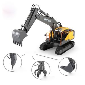 RC Excavator 116 Timber Grab Drill 17CH Remote Control Crawler Truck Grab Loader Electric Vehicle Toy for Kids Gift 220627