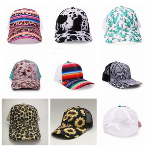 Chapéu de beisebol de leopardo vaca estampa sunhat moda listrada chapé de cacto de girassol malha de beisebol tampa zza zza