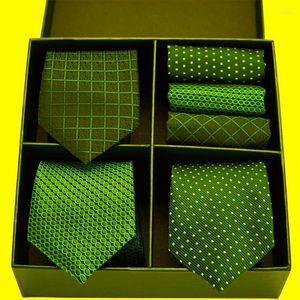 Men's Tie Set Classic 7.5cm Necktie And Handkerchief Yellow Green Black Paisley Ties Pocket Square For Men Wedding
