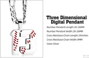 Titanyum Spor Aksesuarları Kişiselleştirilmiş Forma Sporcular Paslanmaz Çelik Numarası Kolye Zinciri Erkek Beyzbol Softbol Takımı İlham Takı Hediyeler ile