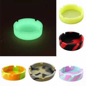 Pedidos Camuflagem portátil Soft Silicone Borracha Cinzeiro Pluminoso Suporte de Bandeja Anti-fervente Cigarro Multicolor