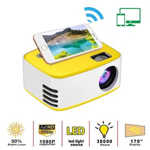 T20 Mini Portable Projector Enkel inbyggd inbyggd samma skärmversion Miracast USB LED Home Media Video Player Cinema Miniature Projectors