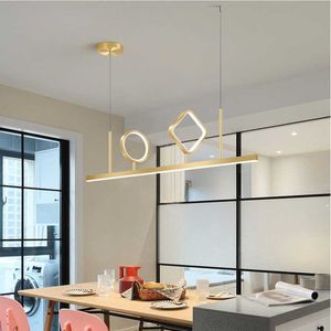 Pendant Lamps Dining Room Chandelier Simple Modern Home Art Living Table Bar Geometric Strip Nordic Light Luxury LampPendant