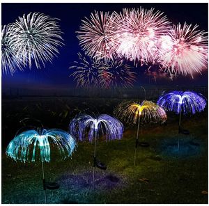 2pcs/conjunto Luzes solares de fogos de artifício ao ar livre Lâmpadas de decoração de jardim de Natal Luz do gramado para casa de campo à prova d'água