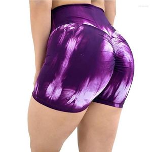 Pantaloncini da yoga da allenamento con stampa tie-dye da donna Leggings da bottino a vita alta estivi Allenamento da corsa Abbigliamento da palestra Abbigliamento sportivo N4