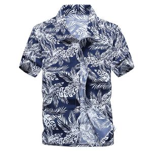 Herrklänningskjortor Fashion Men's Casual Colorful Print Beach Aloha Shirt Kort ärm plus storlek 5xl Hawaiian Shirtmen's