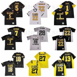 Chen37 US Army 1 Stefon Diggs Jersey All American Bowl Football 7 Patrick Peterson 13 Ezechiel Elliott 27 Christian McCaffrey Black Yellow White