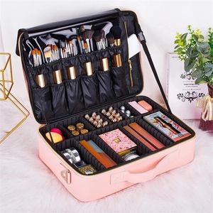 Kobieta PU Makeup Toor Organizer Profesjonalny artysta przypadek Travel Beauty kosmetyczne paznokcie makijaż pudełko do przechowywania 220621