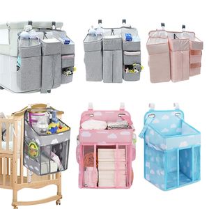 Baby Crib Organizer Bed Hanging Storage Bag Foldable Nursing Stacker Caddy Bag Kids Essentials Bedding Set Cot Diaper Organizer 220531