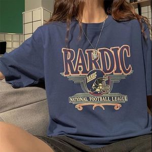 ヴィンテージ特大の半袖シャツ女性サマーoネックプリント服Tシャツトップハラジュク90年代美学Tシャツ220527