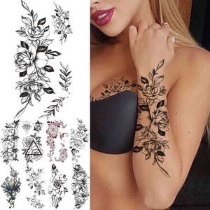 NXY Geçici Dövme Moda Mandala Çiçek Sahte Çıkartmalar Kadınlar Için Yetişkinler Geometri Totem S DIY Parti Su Geçirmez Tattos Yaprakları 0330