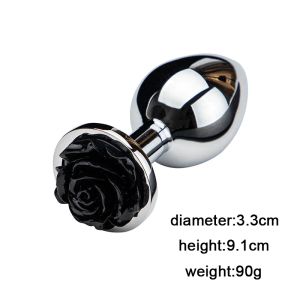 Giocattoli del sesso vibratore masager forma di rosa anale metallo liscio butt plug fiore ano espansore giocattoli per donna uomo dildo anale DB2E 2OI3