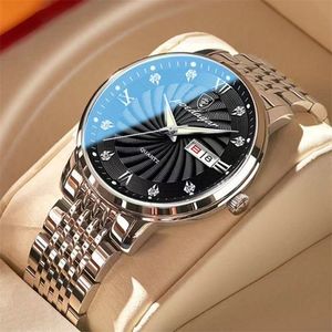 Top Brand Luxury Mens Watches Luminous Waterproof Stainless Steel Watch Quartz Men Date Calendar Business Wristwatch 220530