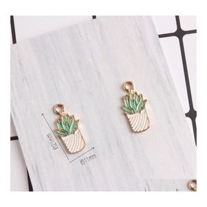 Charms 100st/Lot Kawaii Mticapacity Process Pendant Cute Plant Emamel Oil Drop Metal Armband Halsband Alloy Charm 657 T2 Leverans DHVP2