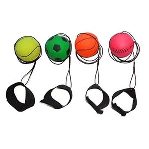 Throwing Bouncy Rubber Ball Kids Funny Elastic Reaction Training Wrist Band Balls for Outdoor Play Equipment Games Toys 8 Colors Interesting