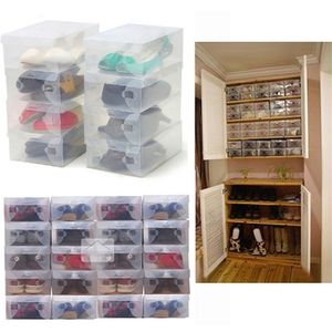 10st Transparent Clear Plastic Shoe Box Storage Boxes Foldbara S Case Holder S Organizer Cases 210309