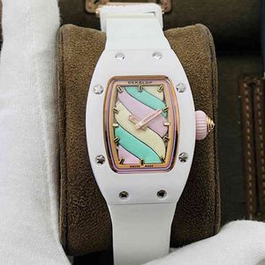 Uxury Watch Date Cotton Candy Personality Dial Ceramic Womens Watch Simple Trend Temperament Square Sport Net Red Mechanical