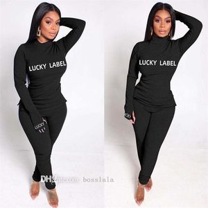 Women Designer Clothes Tracksuits 2st Pants Set Casual Fashion Letter Brodery Long Sleeve Tops Pant Leggings