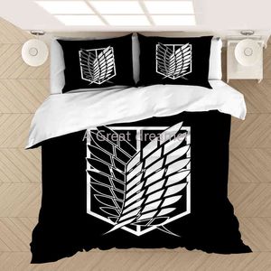 3D Impresso Anime Attack on Titan Bedding Conjunto de edredão Tampas de brophases infantil adultos adultos roupas de cama de meninos de cama de cama personalizada