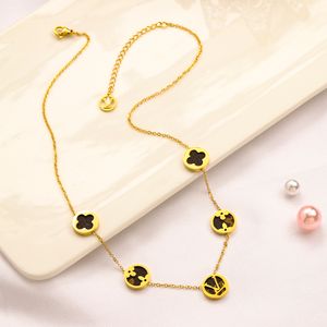 Never Fading 14K Gold Plated Brand Designer Letter Round Pendants Necklaces Stainless Steel Choker Pendant Necklace Beads Chain Jewelry Accessories 2style