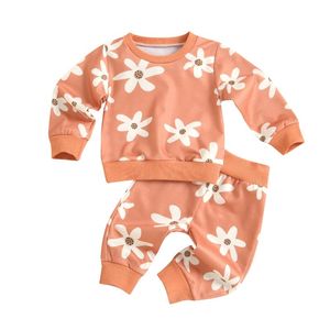 Kleidungssets für Kinder, geborenes Kleinkind, Mädchen, Herbst-Winter-Kleidungsset, langärmelig, Blumen-Pullover, Sweatshirts, Oberteile und Hosen, Outfits, Kleidung