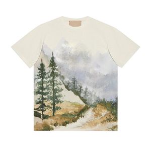 21FW Classic Snow Mountain Printed Tee Summer Popular Casual Simple Color Matching Short Sleeve Breathable Men Women High End Couples Street T-shirts TJMJYTX594