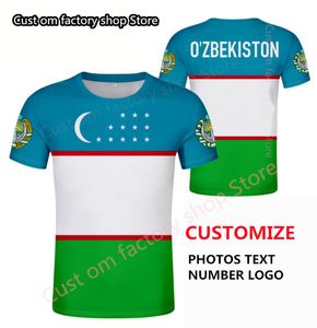 UZBEKISTAN male youth diy free custom made name number p o uzb casual t shirt nation flag uz ozbekiston uzbek country clothes 220616