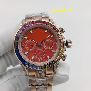 Classic men's watch luxury 40mm mechanical automatic stainless steel rainbow drill new face