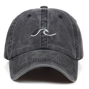 Cappello da papà con onda lavata per donna Berretto da baseball con linea ondulata ricamata in cotone da uomo Hip Hop Snapback Sea Sports Bone Garros