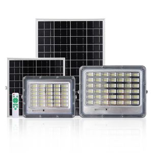 50W 100W Solar Floodhlight solar Luzes LEDs externas Controle remoto à prova d'água Lâmpada de parede solar inteligente para o caminho do jardim