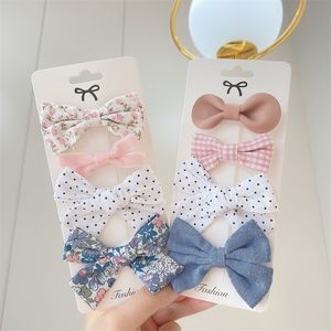 4Pcs Set Floral Hair Clip Set Girl Cute Bow Flower Lace Trimming Headwear Cartoon Clips pin Headdress Accessories 220720