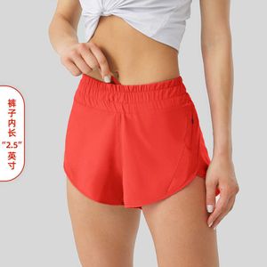 lu-16 Summer Track That 2.5-inch Hotty Hot Shorts Loose Breathable Quick Drying Sports Women's Yoga Pants Skirt Versatile Casual Side Pocket Gym Underwear