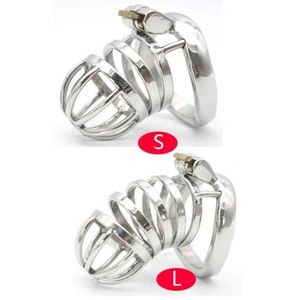 Nxy Sm Bondage Male Stainless Steel Cock Cage Bdsm Chastity Catheter Penis Ring Belt Scrotum Lock Anti derailment Sex Toys for Men 220423