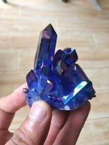 Decorative Objects & Figurines 80-90g Blue Aura Crystal Cluster Angel Wand Points Natural Clear Quartz Rough Healing Topaz Lemurian Seed Pri