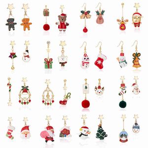 Kreativ kawaii björn santa claus hjort asymmetriska örhängen för kvinnor söt snögubbe baby örhängen jul smycken nyår gåvor g220312
