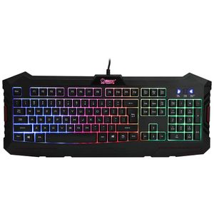 Teclado Universal do Jogo 2 Cores Glow Rainbow Backlit Wired USB Teclado para Mac PC Portátil Computador