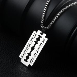 Pendant Necklaces Punk Hip Hop Stainless Steel Neck Chains For Men Women Razor Blade Necklace Rock Collares Male Streetwear Cool Jewelry Hea