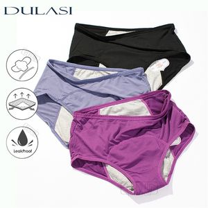 DULASI 3pcs Leak Proof Menstrual Panties Physiological Pants Women Underwear Period Comfortable Waterproof Briefs Drop 220621