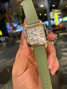 Kadınlar İzle En İyi Moda Roman Dijital 28X38mm Leisure Deri Kuvars Ultra İnce Lüks Saat Serisi Dumont