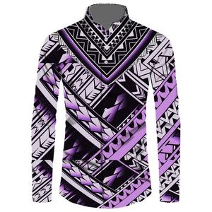 Мужские повседневные рубашки Гавайцы продают Samoan Puletasi 2022 Polynesian Clothing 6xl Рубашка с длинным рукавом