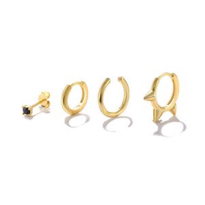 Wholesale huggie hoop earrings set resale online - Inmaker Stunning Steling Silver Piercing Collar Huggie Hoop Earrings For Women Earring Set Earcuff Fashion Charm Jewelry J220613