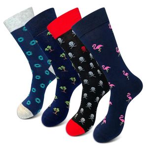 Men's Socks Large Size Long For Men Cotton Flamingo Skull Palm Tree Knitted With Print Hip Hop Streetwear Skate US 7-12Men's