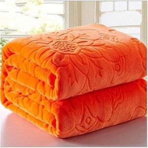 Lüks kaliteli pazen battaniye mercan polar yatak örtüsü, katı turuncu renkli yetişkin çoklu yemek çarşafları ekose düz renkli battaniyeler 201111