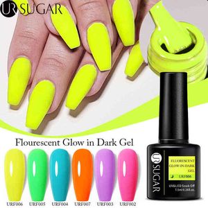 NXY Nagelgel, 7 Stück, 5 ml, gelber, neonfarbener, leuchtender Nagellack, fluoreszierendes Grün, Orange, leuchtend im Dunkeln, UV-LED, halbpermanent, Einweichen von 0328