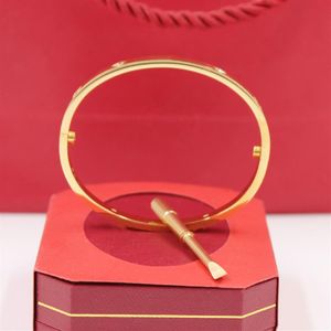 Fashion Top Quality Gold Style Love Stainless Steel Iced Out Cuff Screwdriver Bracelet Bangle For Women and Men279K