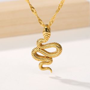 Hip Hop Snake Pendent Necklace for Women Gold Silver Plated rostfritt stål Cobra -halsband med tenniskedjor Fashion Animal Jewelry Choker krage